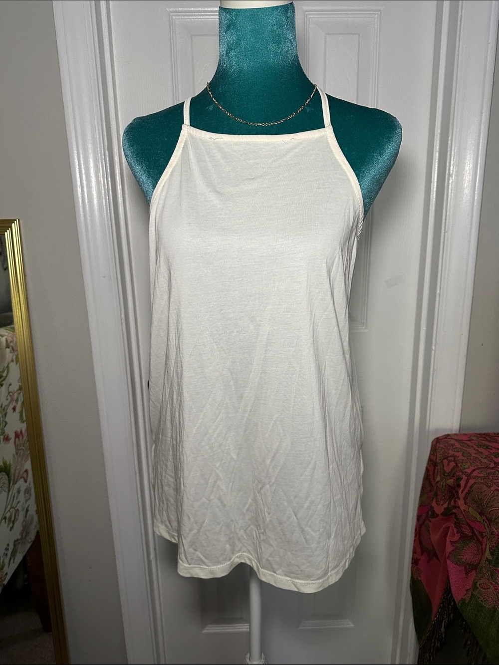 Classic White High-Neck Camisole Top